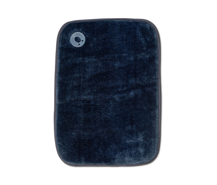 Malá elektrická poduška tmavě modré barvy.