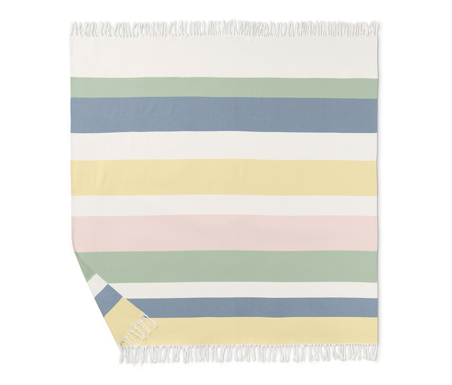 Pruhovaná deka na piknik XL s třásněmi.