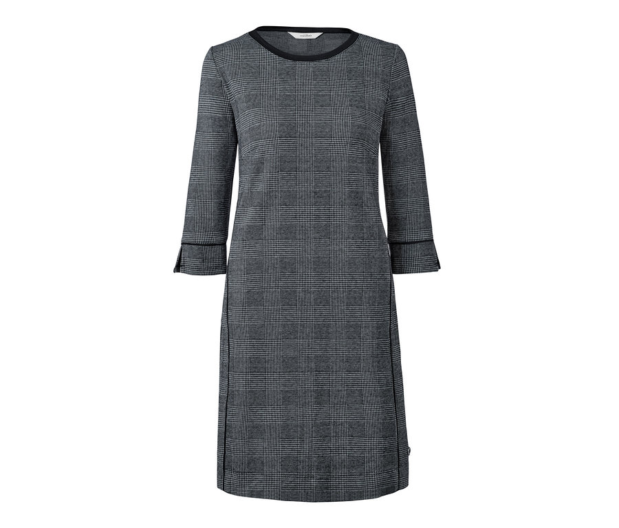Šaty z teplákoviny s 3/4 rukávy s kostkovaným vzorem.