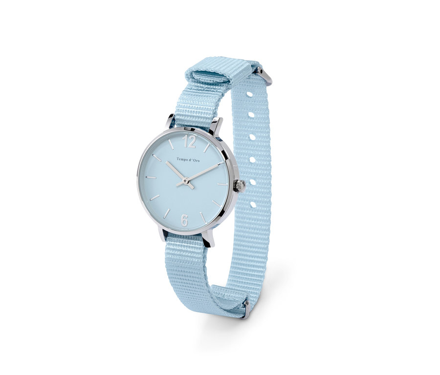 Modré náramkové hodinky quartz z ušlechtilé oceli 316 L.