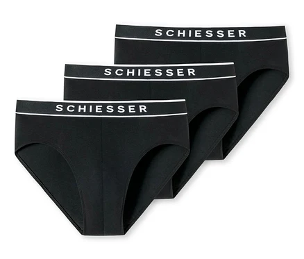 Tři černé slipy Rio SCHIESSER s biobavlnou.