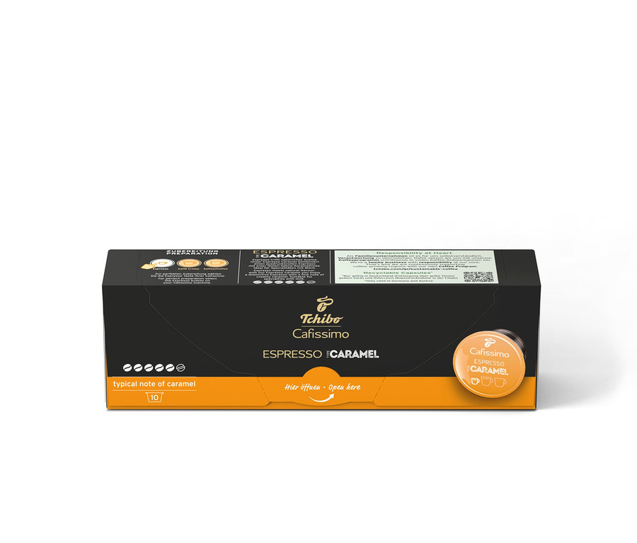 Balení Cafissimo Flavoured Edition Espresso Caramel s 10 kapslemi.