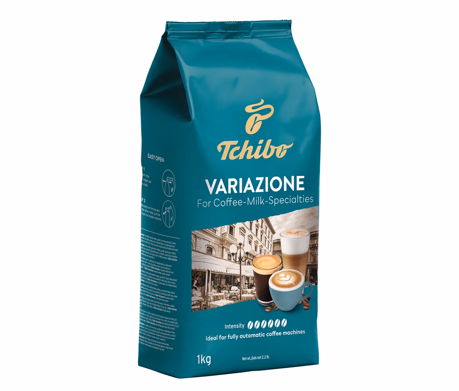 Balení zrnkové kávy Tchibo Variazione o hmotnosti 1 kg.