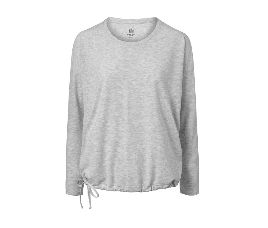 Světle šedé funkční triko s dlouhým rukávem.