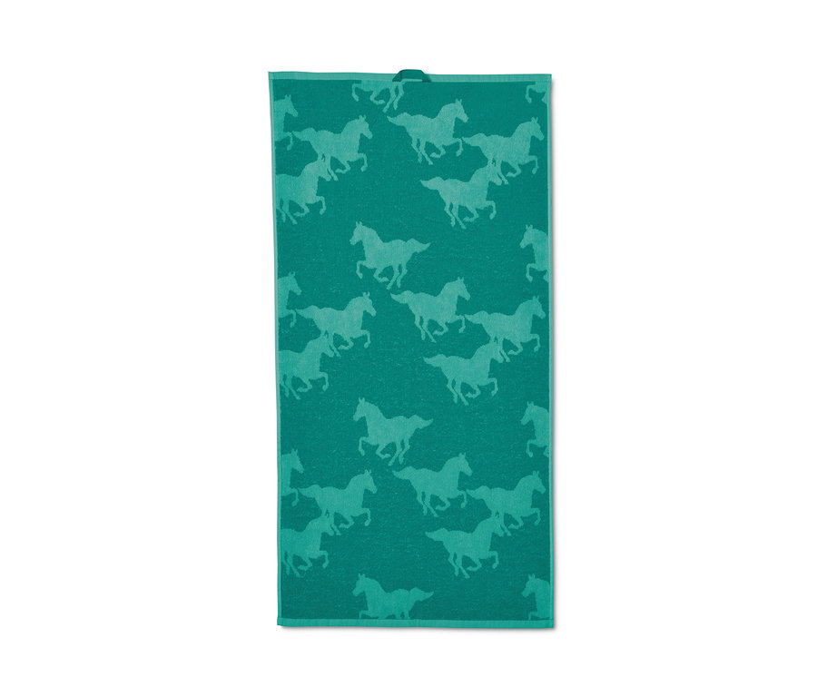 Zelená sada ručníků s motivem koní.