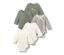 Rostoucí body pro miminka, 5 ks, hvězdičky - 1x s celoplošným potiskem hvězdiček, 2x khaki s potiskem hvězdičky, 1x bílá, 1x s hnědými a bílými proužky