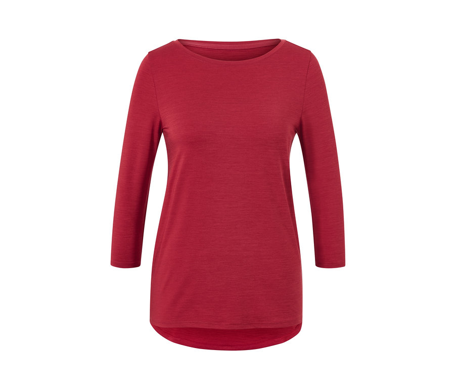 Červené funkční triko s 3/4 rukávy.