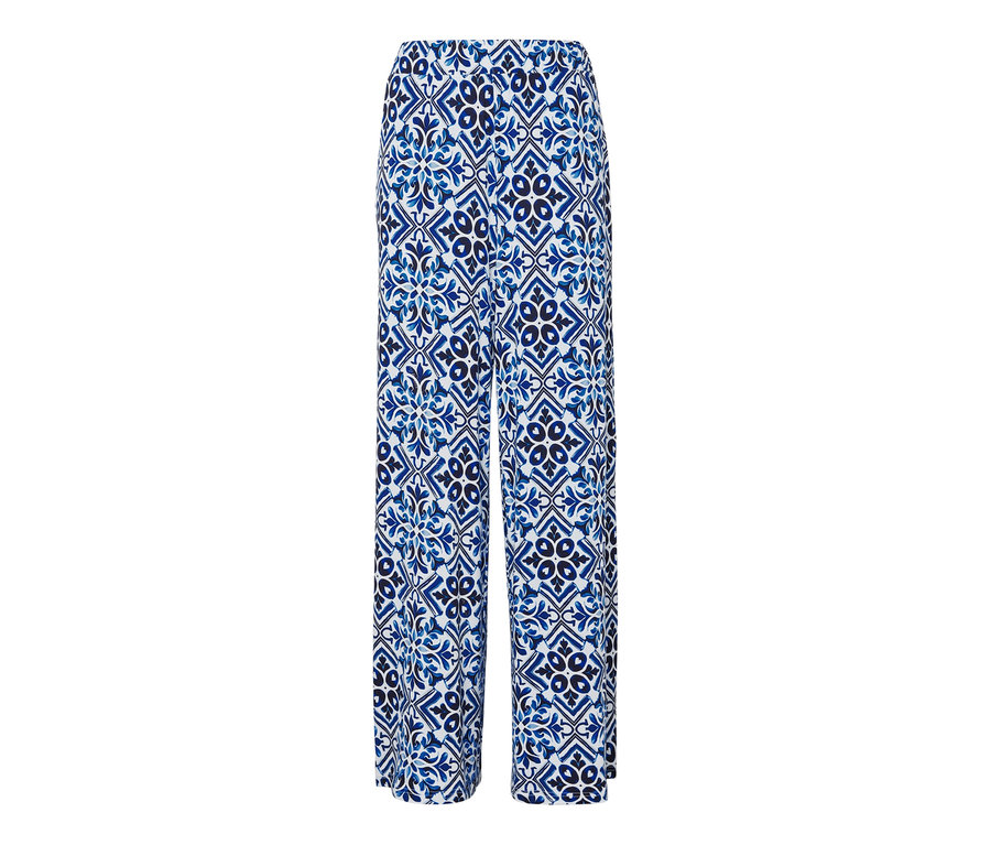 Modré palazzo kalhoty se vzorem.