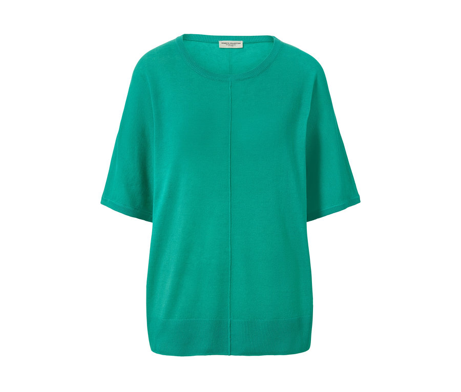 Zelené tričko z jemného úpletu s krátkými rukávy a podílem lnu.