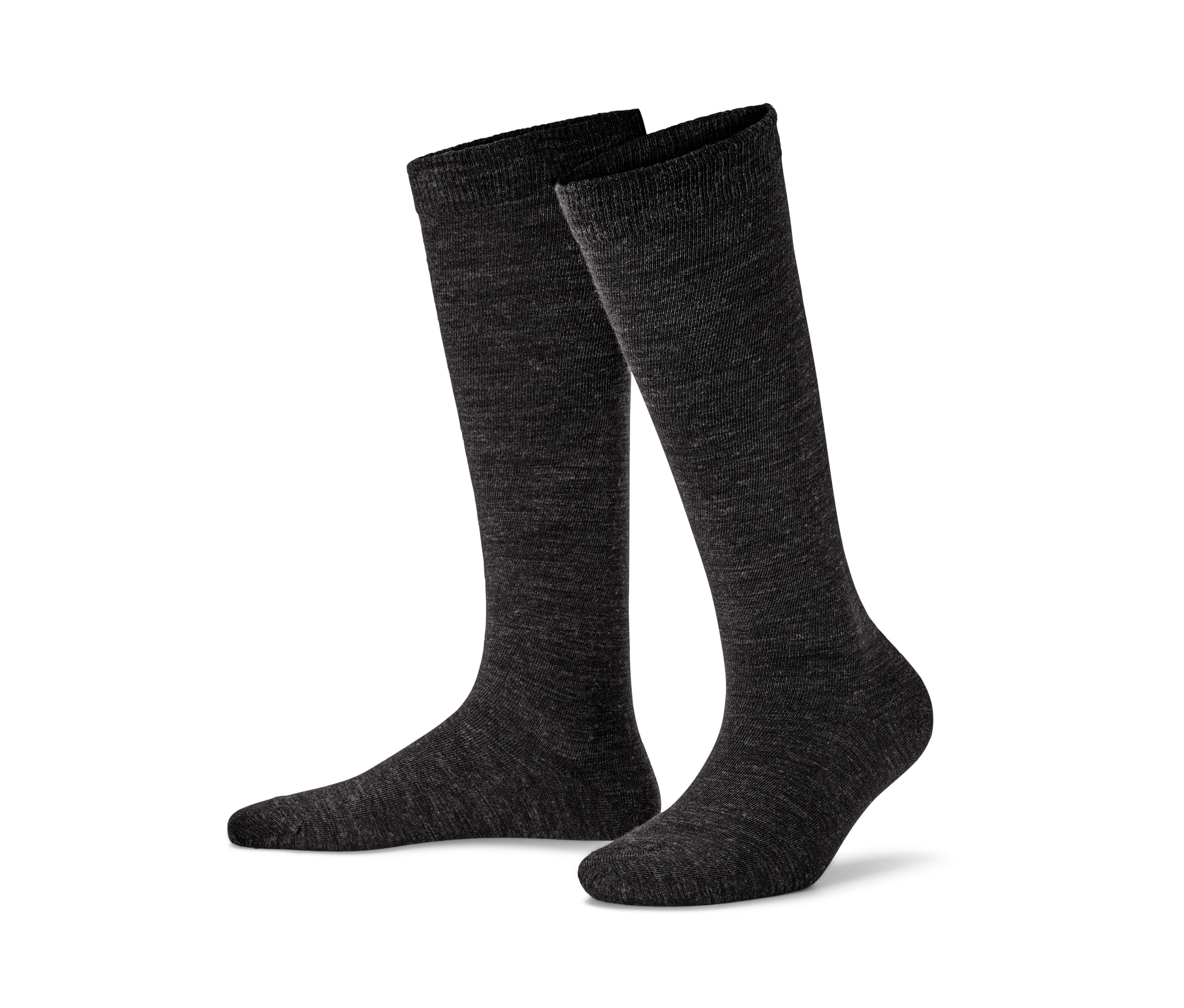 Dva šedé páry podkolenek s merino vlnou.