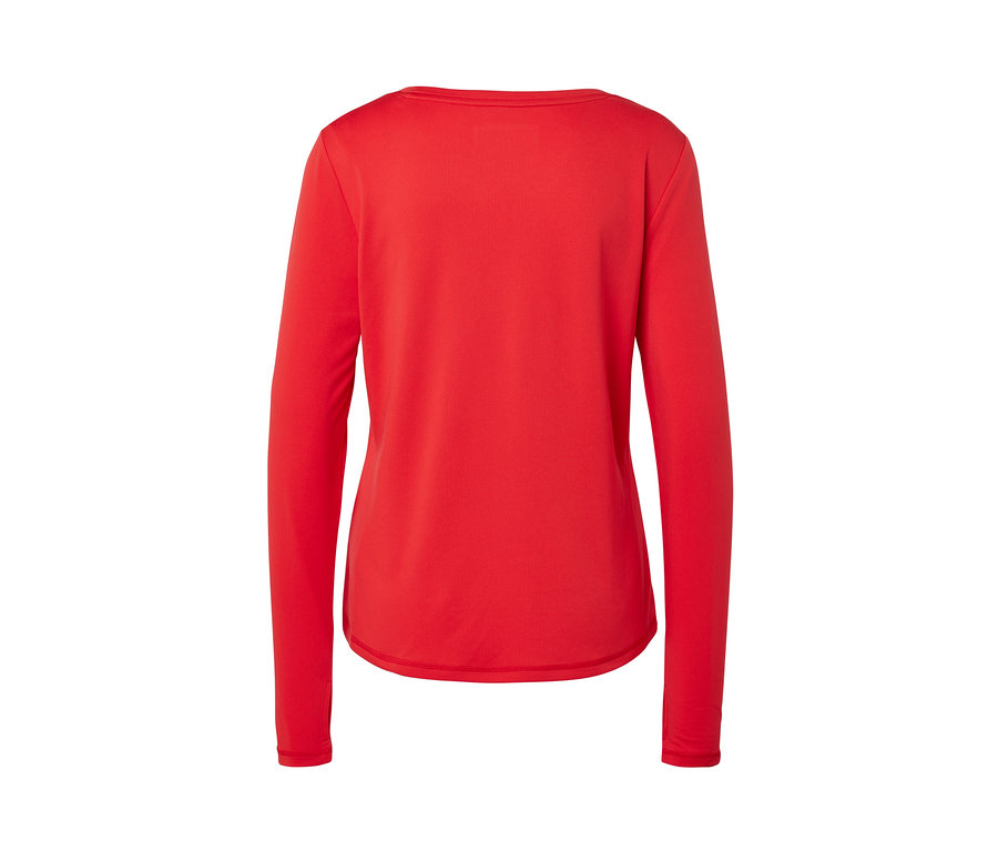 Červené funkční triko s dlouhým rukávem zezadu.