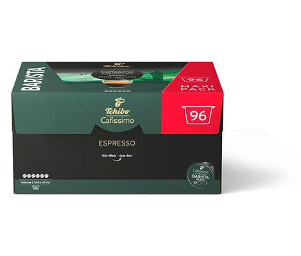 Balení 96 kapslí Tchibo Cafissimo Barista Espresso Brasil.