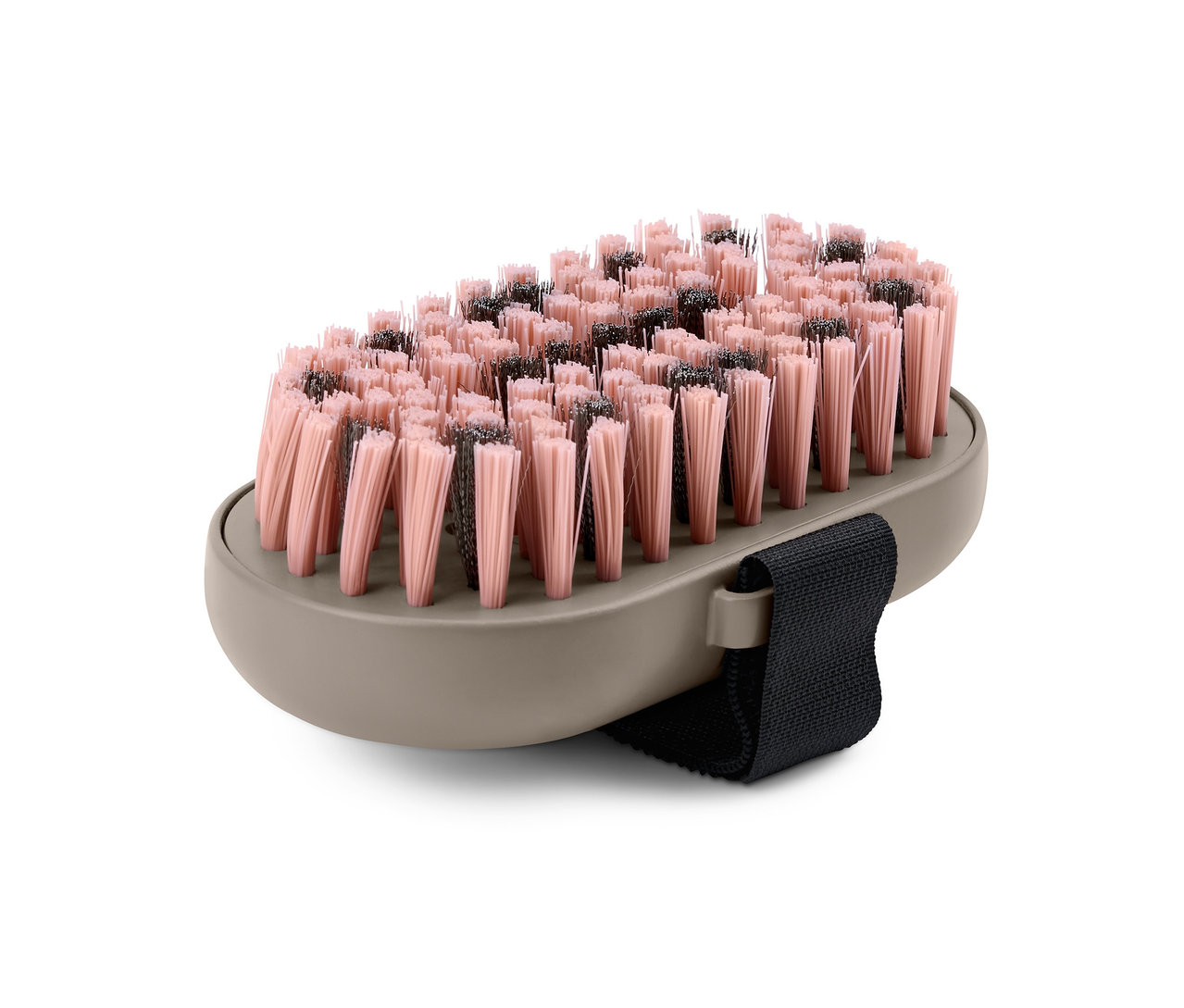 Kartáč na krátkou srst s béžovým tělem a růžovými štětinami.