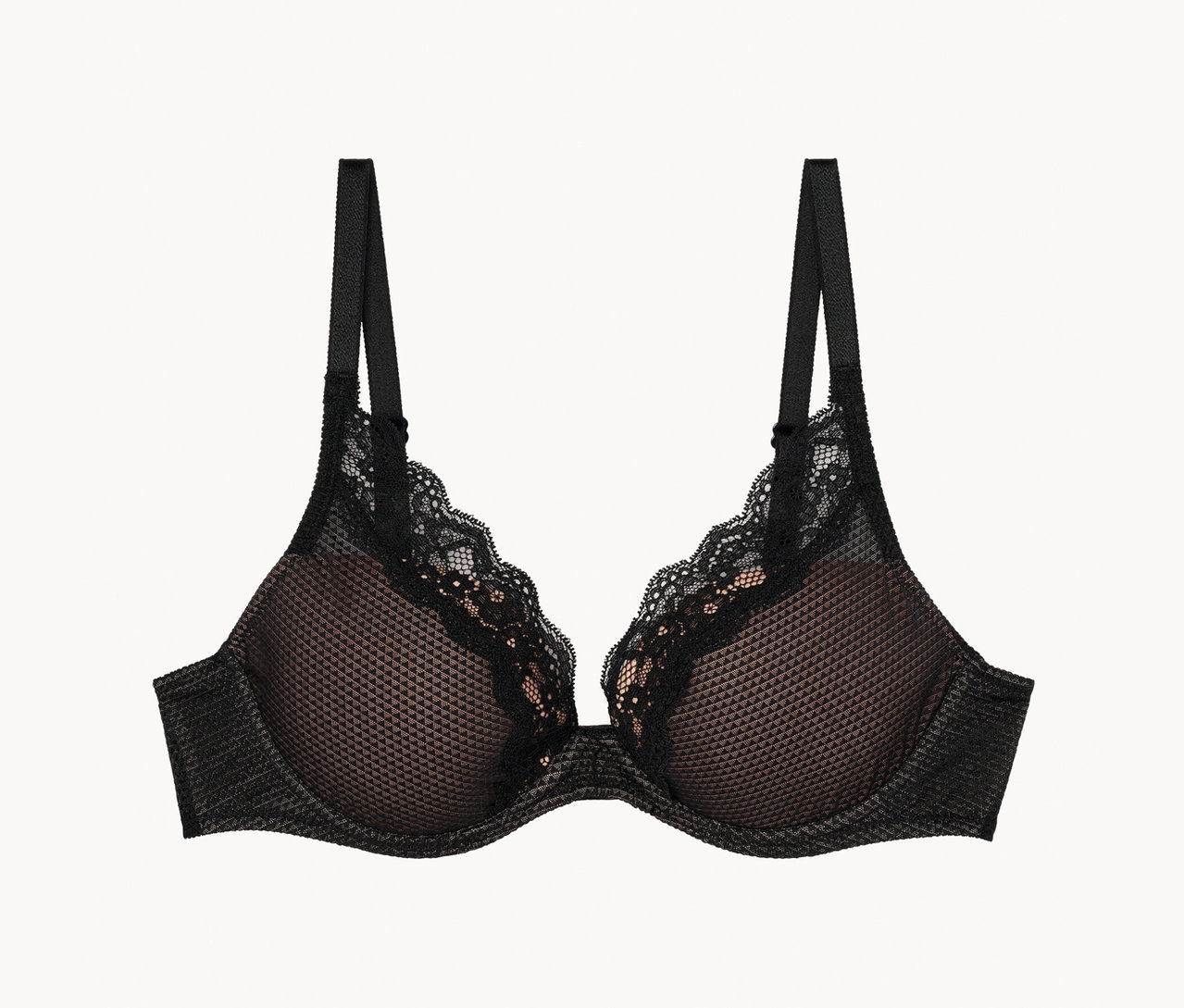 Černá podprsenka s krajkovým lemem.