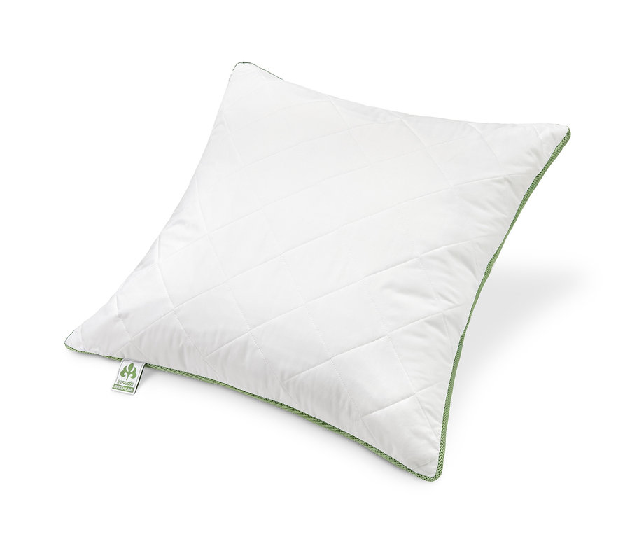 Bílý polštář irisette® greenline s klimatickým pásem, cca 80 x 80 cm.