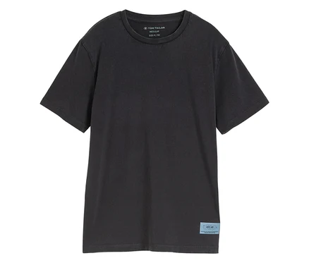 Dětské tričko basic v sepraném vzhledu Tom Tailor, coal grey leží na bílém pozadí.