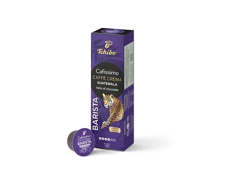 Fialové balení Cafissimo Caffè Crema BARISTA Guatemala s kapslí.