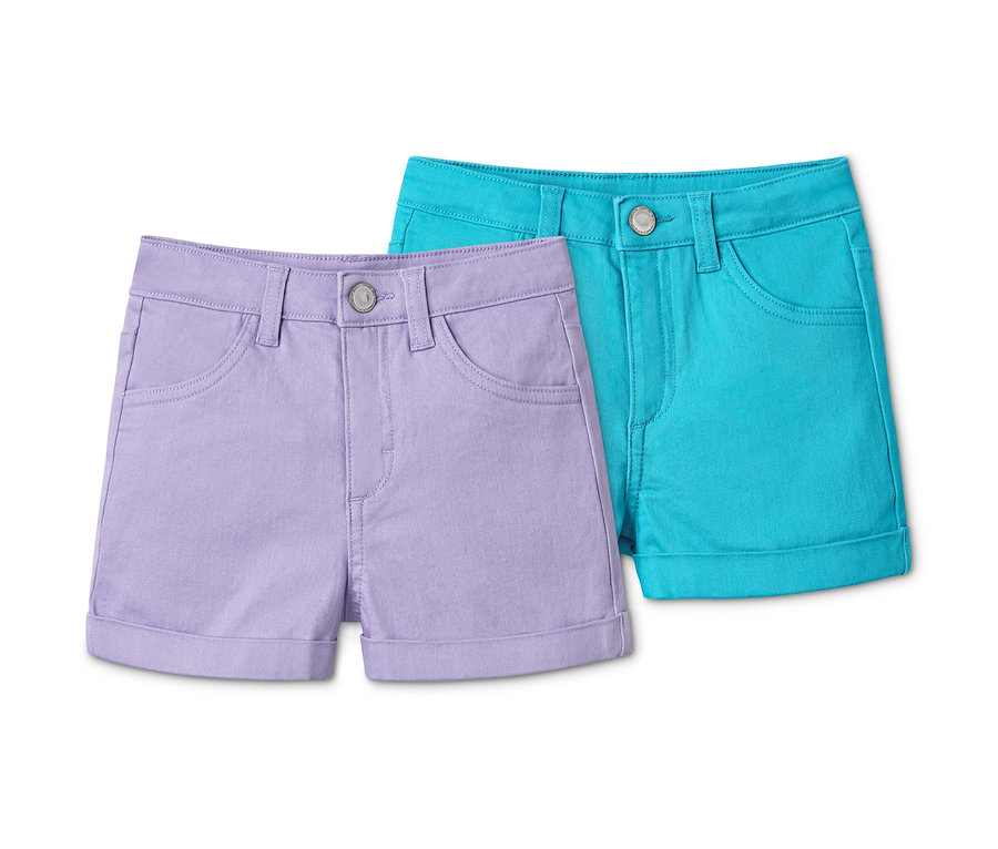 Fialové a tyrkysové šortky, 2 ks.