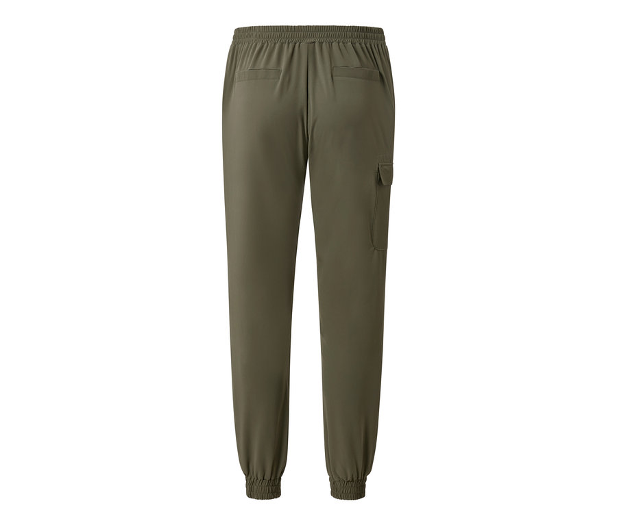 Khaki softshellové joggpant kalhoty zezadu.