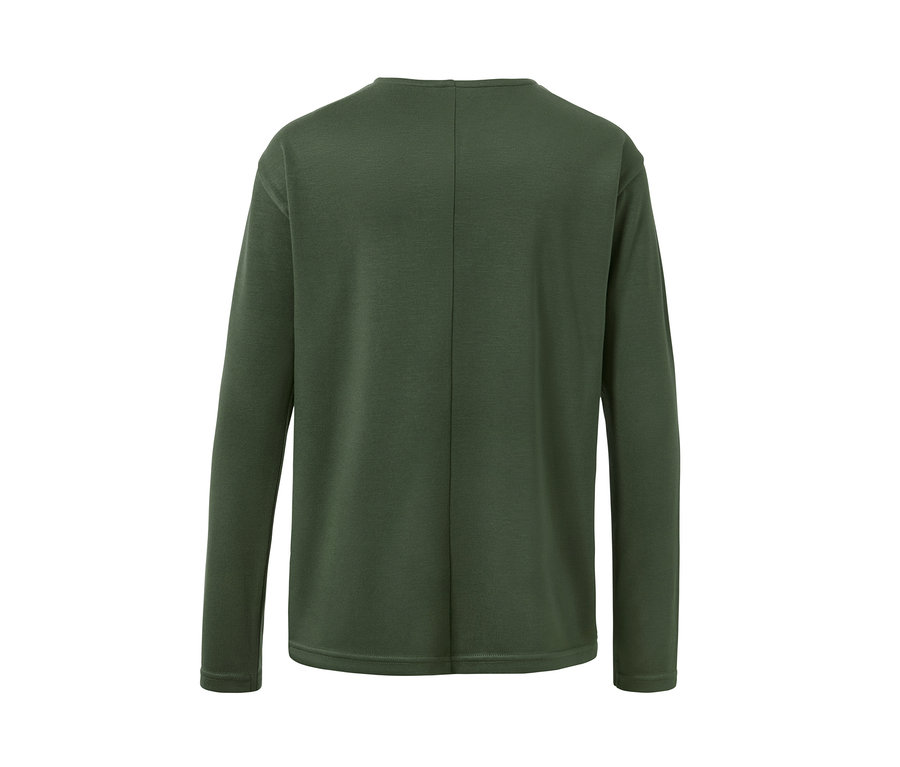 Tmavě zelené halenkové triko zezadu.