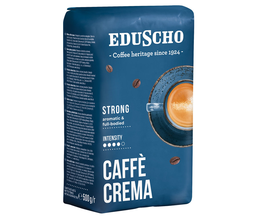 Balení zrnkové kávy Eduscho Caffè Crema Strong 500 g.