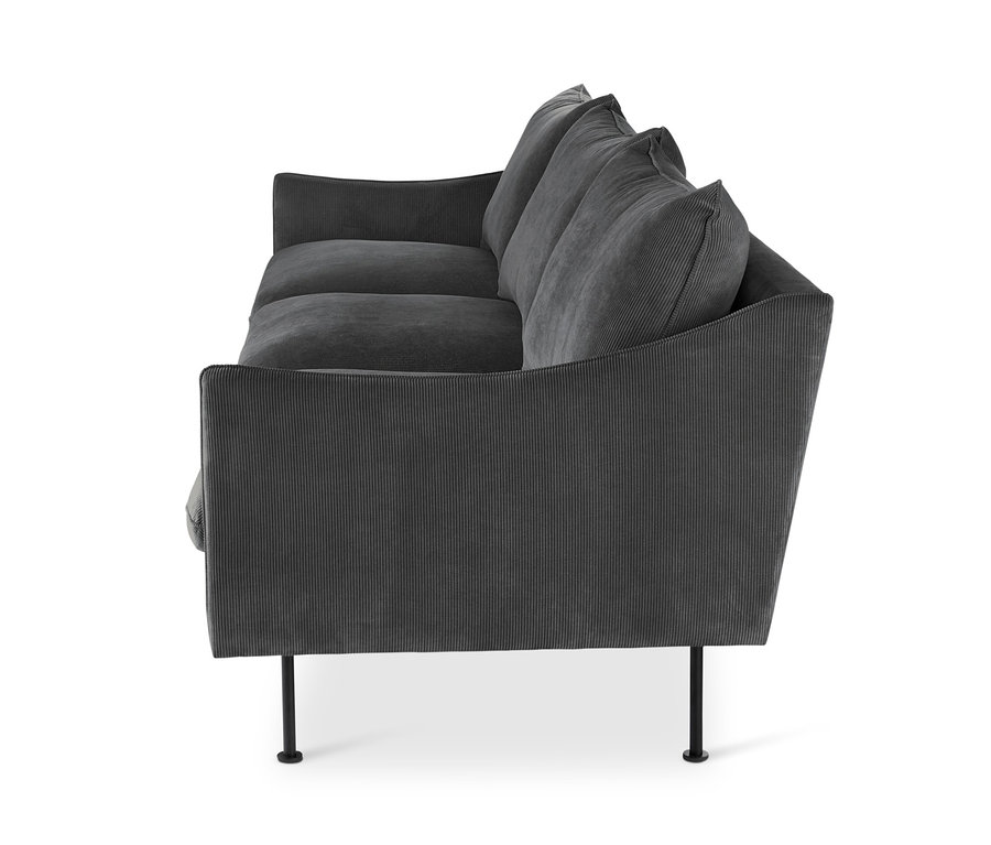 Antracitová designová pohovka SCAPA pro 3 osoby z boku.
