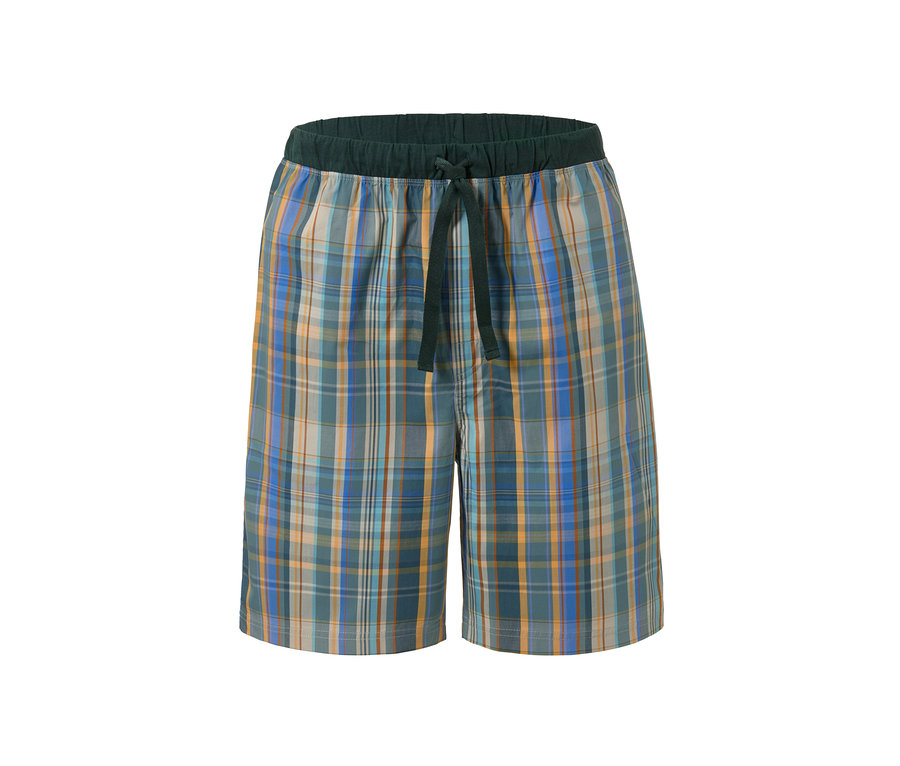 Kostkované krátké pyžamo s tmavě zelenou šňůrkou.