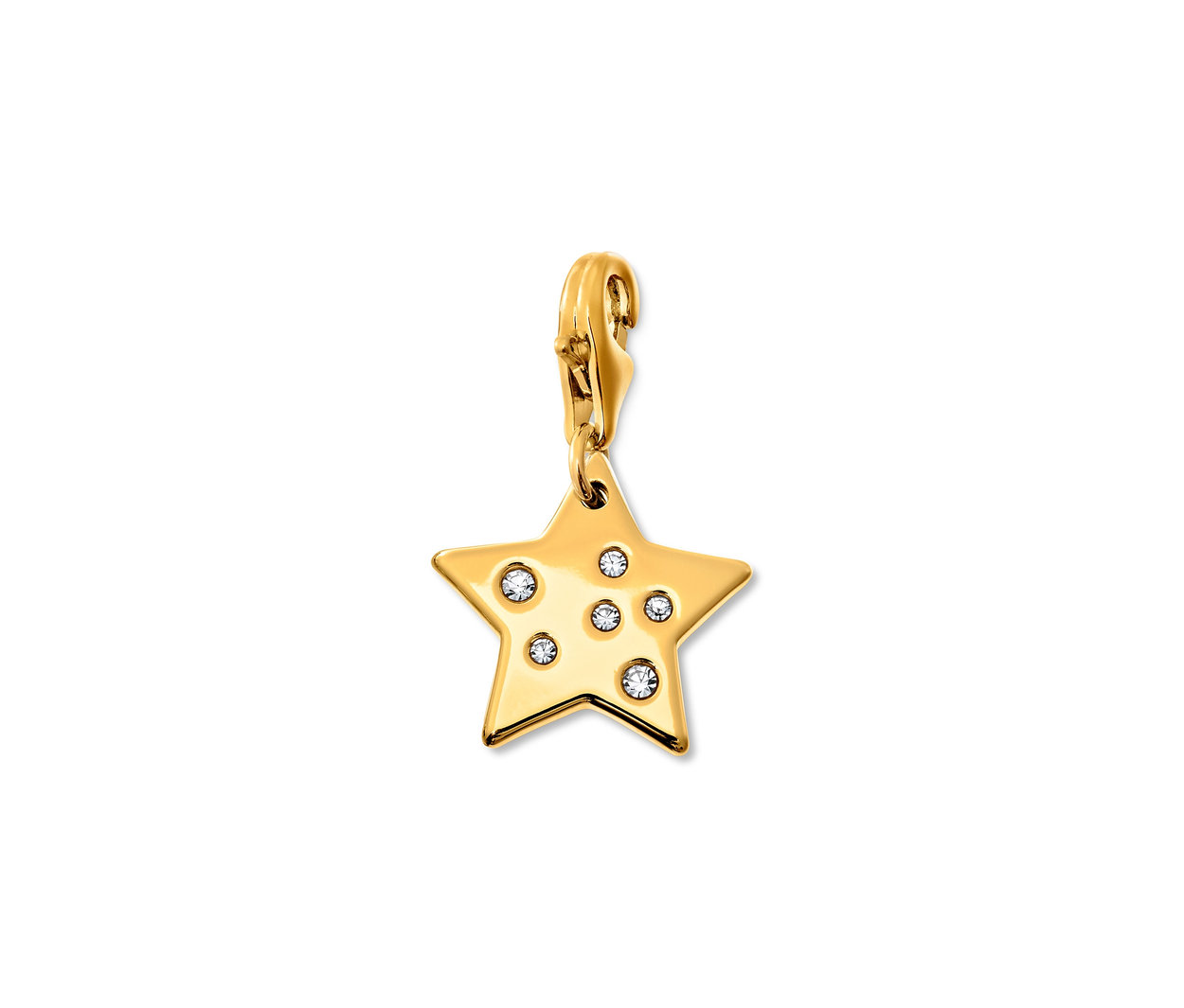 Zlatý přívěsek ve tvaru hvězdy ze sady přívěsků Moon and Stars.