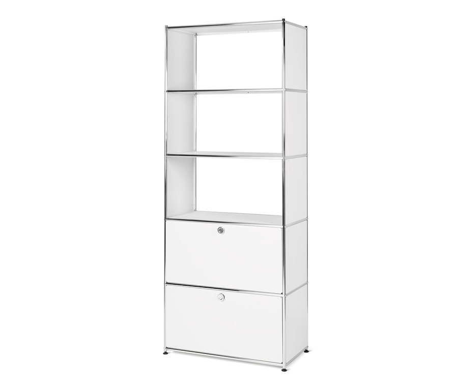 Bílý kovový regál »CN3« se 2 zásuvkami.