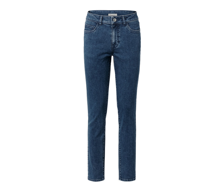 Modré džíny slim-fit »Emma« na bílém pozadí.