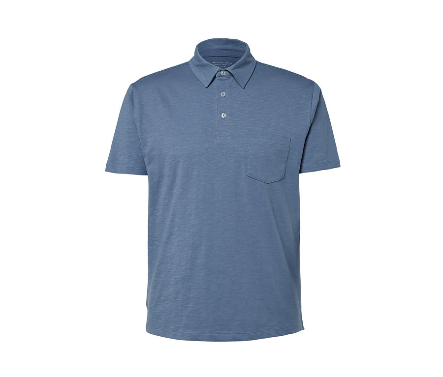 Světle modrá melírovaná polokošile z žerzeje s krátkými rukávy a kapsou na hrudi.