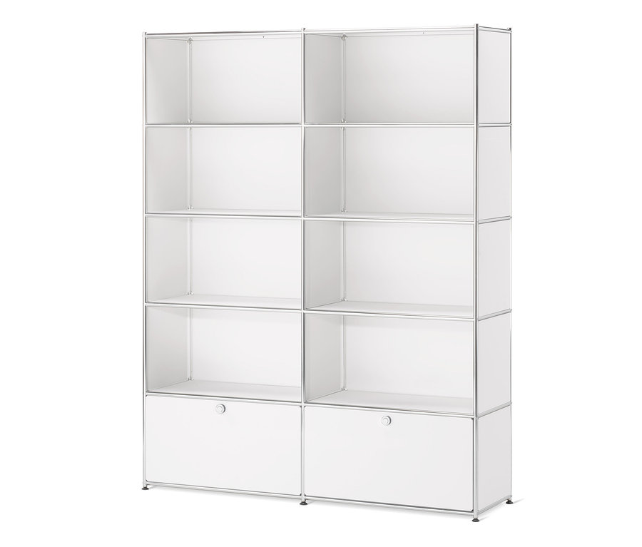 Bílý regál CN3 se 2 výklopnými dvířky.