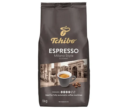 Balení zrnkové kávy Tchibo Espresso Milano Style 1 kg.