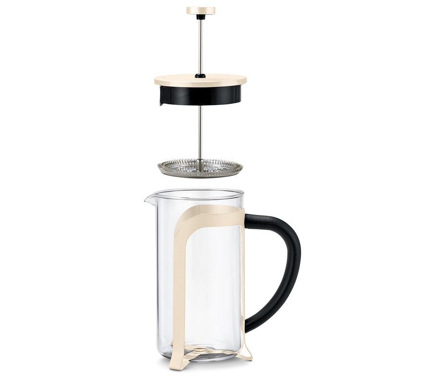Rozložená konvička french press 800 ml, 6 šálků, v béžové barvě.