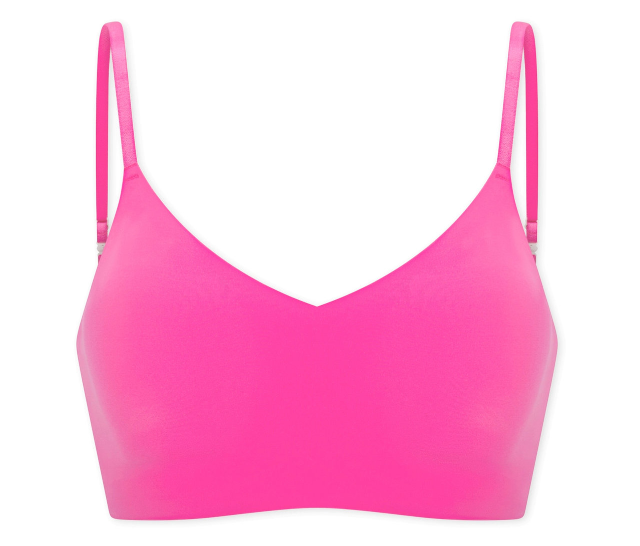 Růžová neviditelná podprsenka SCHIESSER s vycpávkami na bílém pozadí.