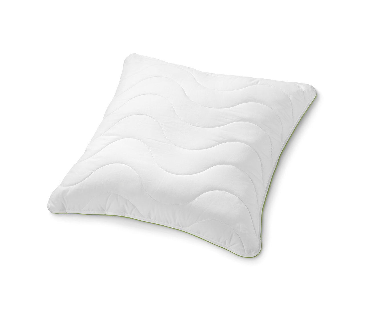 Bílý polštář irisette® greenline cca 80 x 80 cm na bílém pozadí.