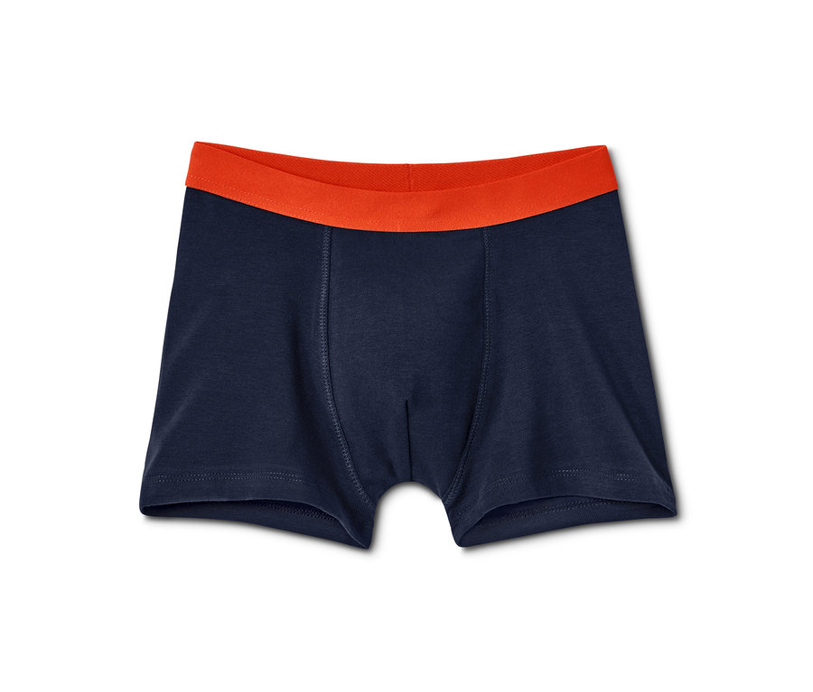 Modré chlapecké boxerky s oranžovým pasem, 1 ks ze sady 7.