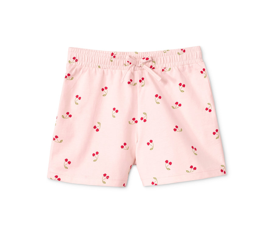 Růžové krátké pyžamo s potiskem třešní.