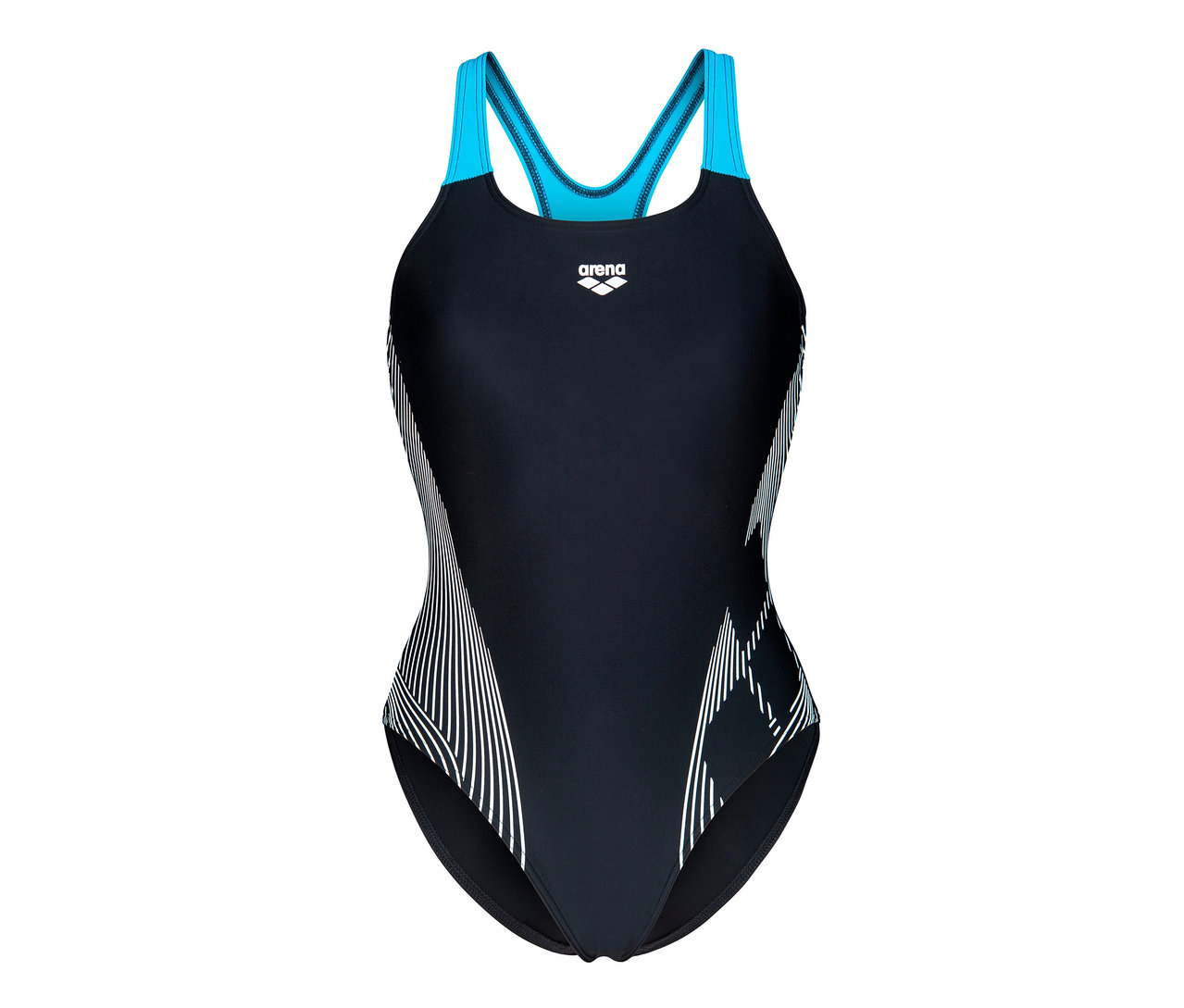 Dámské plavky s podprsenkou arena Feel Lily Swim Pro Back, BLACK/TURQUOISE.