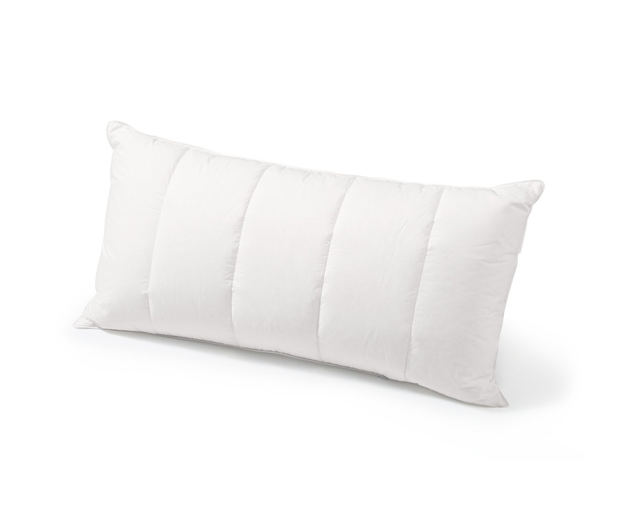 Bílý polštář s výplní z borovice limby leží na bílém pozadí.