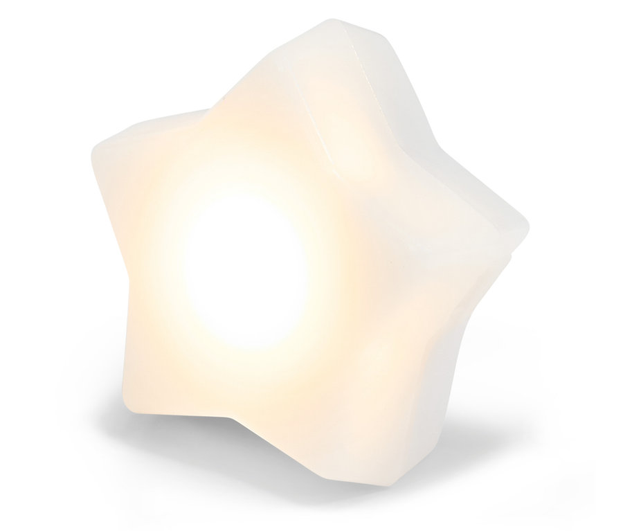 Svítící bílá hvězda na bílém pozadí.