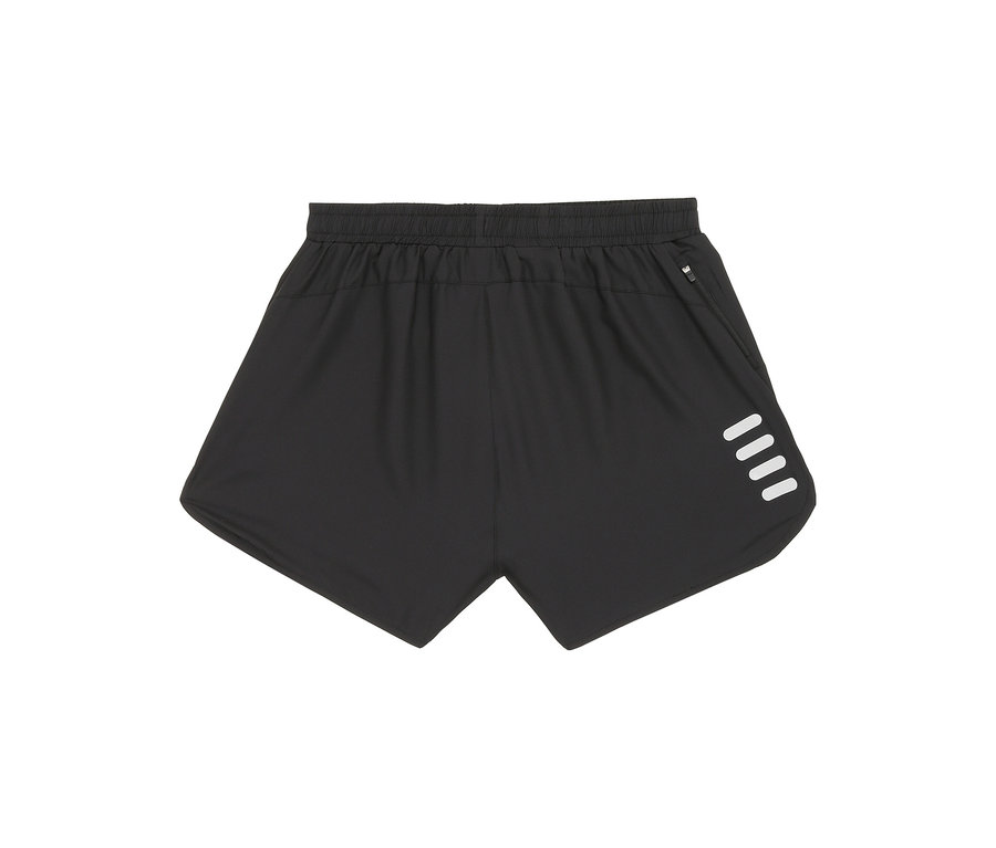 Detailní záběr na černé šortky FILA Damen-Funktionsshorts s bílými pruhy na straně.
