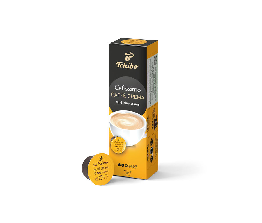 Balení Cafissimo Caffè Crema mild a kapsle. Balení obsahuje 10 kapslí.
