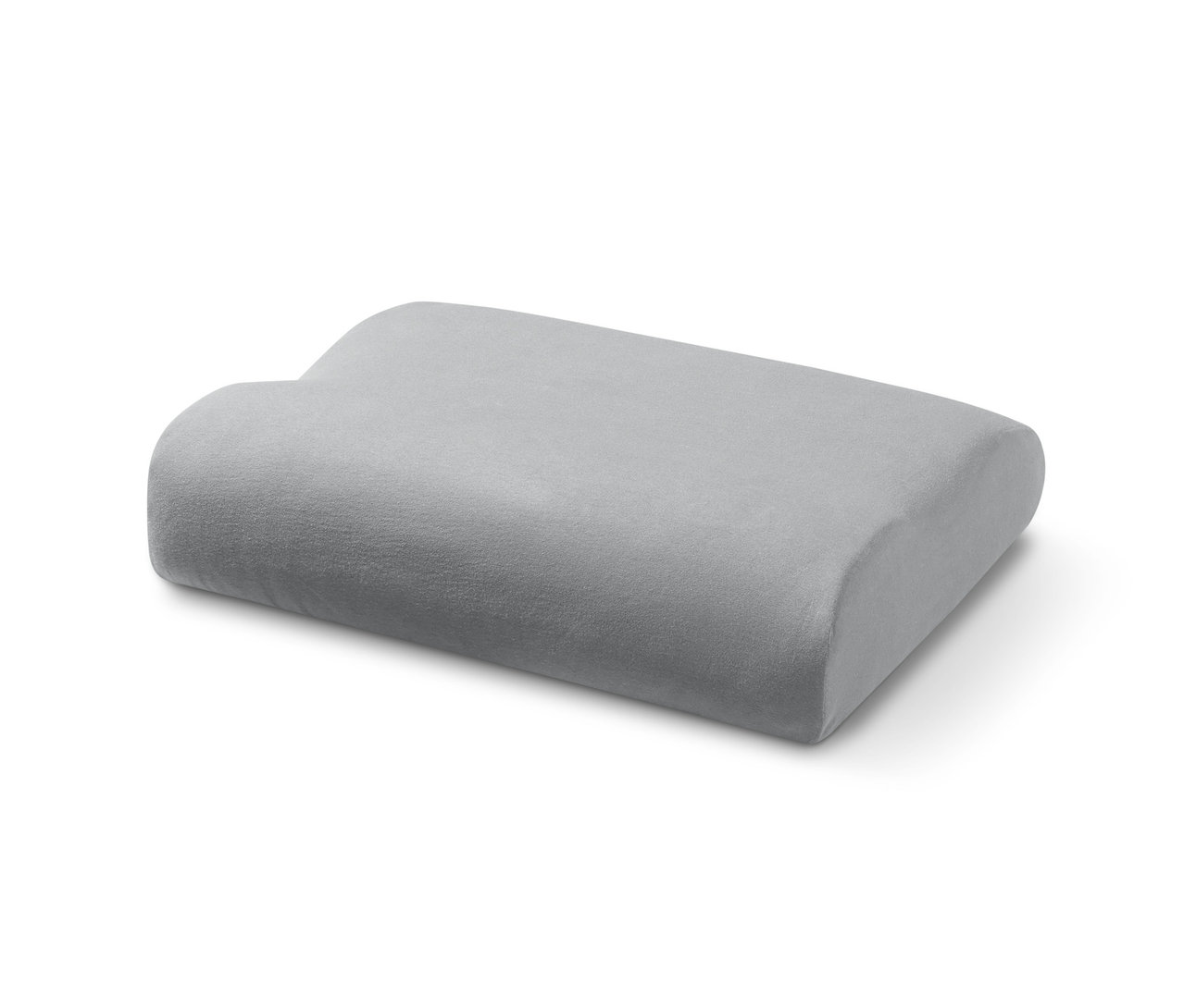 Šedý napínací žerzejový povlak na polštář, 2 ks, na bílém pozadí.