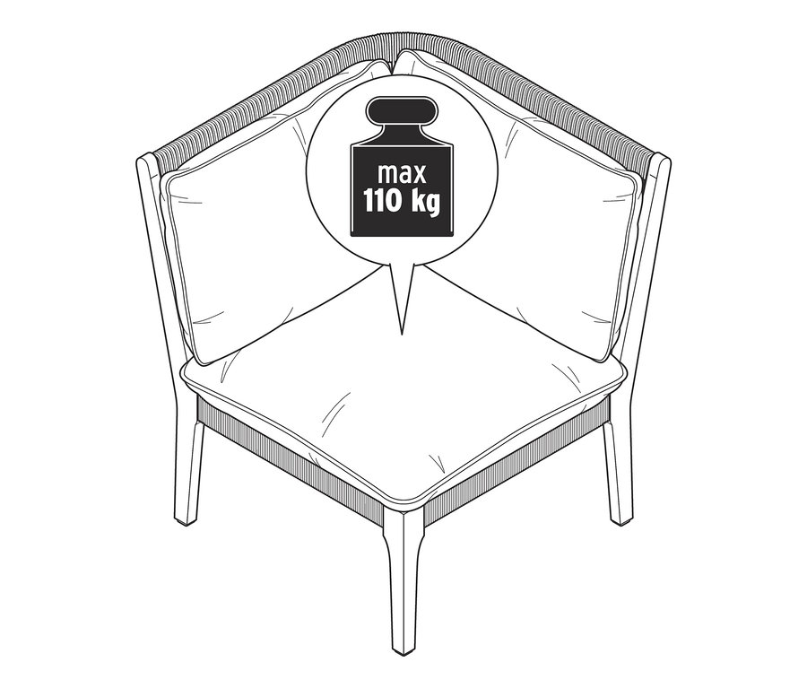 Náčrt rohového dílu lounge nábytku.