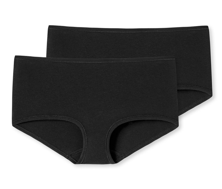Dvoje černé bokové kalhotky s biobavlnou SCHIESSER.
