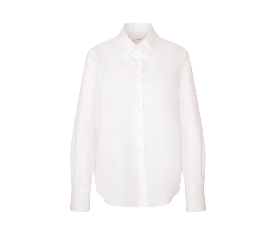 Bílá halenka Seidensticker Nežehlivá s dlouhými rukávy a límečkem.