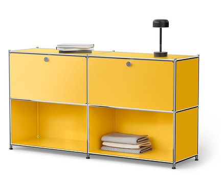 Kovová odkládací skříňka »CN3« se 2 přemístitelnými výklopnými dvířky, žlutá