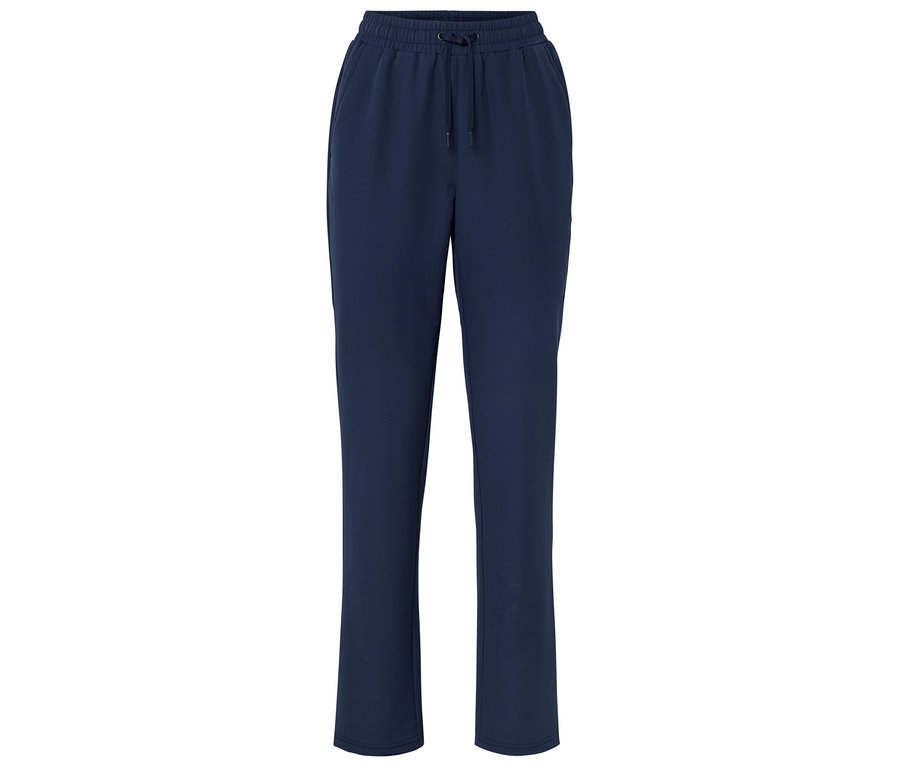 Tmavě modré softshellové kalhoty joggpant s elastickým pasem a šňůrkou.
