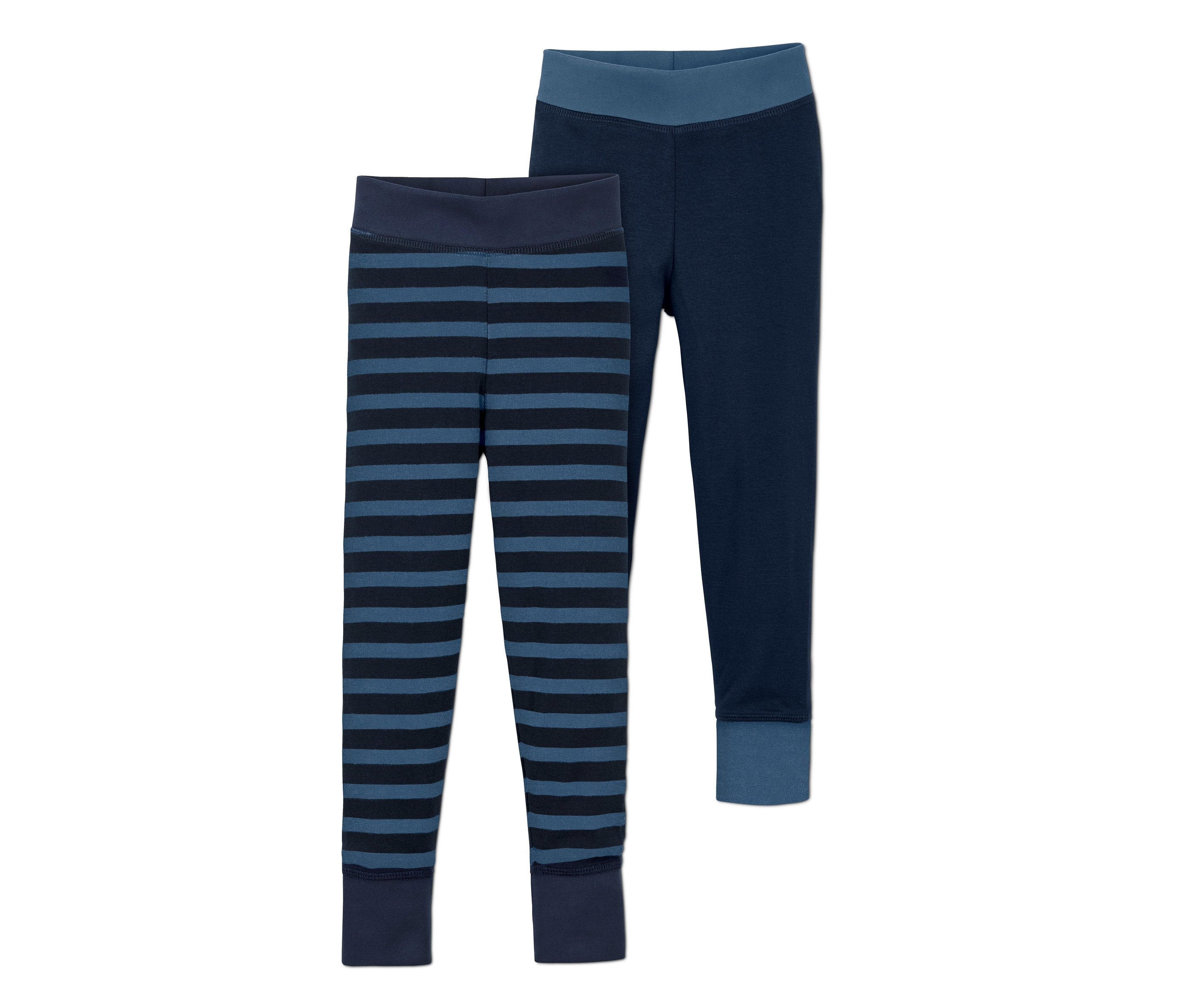 Dvoje spodky: jedny modré proužkované a jedny modré.